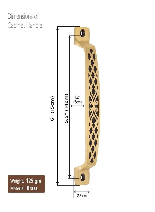 كومباس مقبض خزانة نحاسي بالكامل من كومباس | مناسب لجميع أبواب المنازل والمكاتب والفنادق | المقاس: 6 بوصات، تصميم ماسي، تشطيب عتيق | عبوة من 4 قطع - Image 2